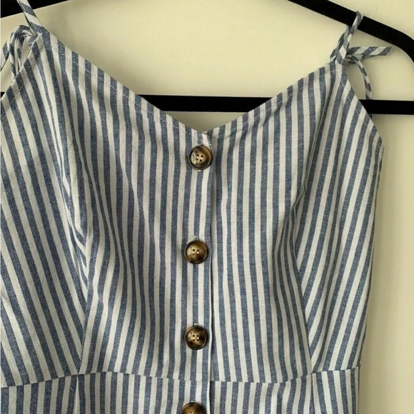 Brave Soul Blue White Stripe Button Playsuit hotpants Size S 8 UK - Picture 3 of 7